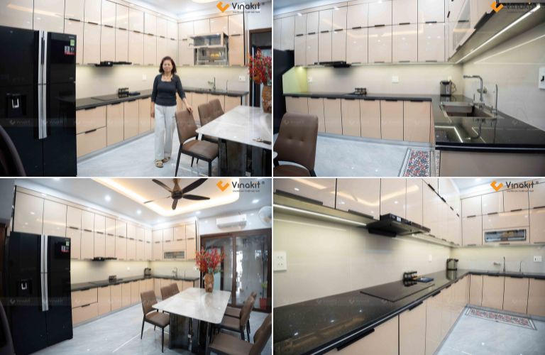 Tủ bếp Inox cánh kính nhà cô cần - An Đồng, Hải Phòng
