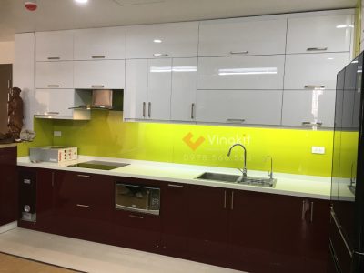 Hoàn thiện bàn giao dự án tủ bếp inox cánh Acrylic bóng gương tại nhà chú Dự Mỹ Đình