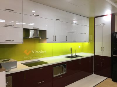 Hoàn thiện bàn giao dự án tủ bếp inox cánh Acrylic bóng gương tại nhà chú Dự Mỹ Đình