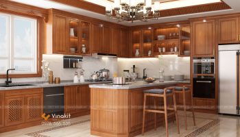 Mẫu tủ bếp gỗ gõ GG08
