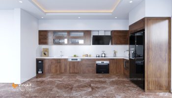 Mẫu tủ bếp gỗ óc chó OCC10