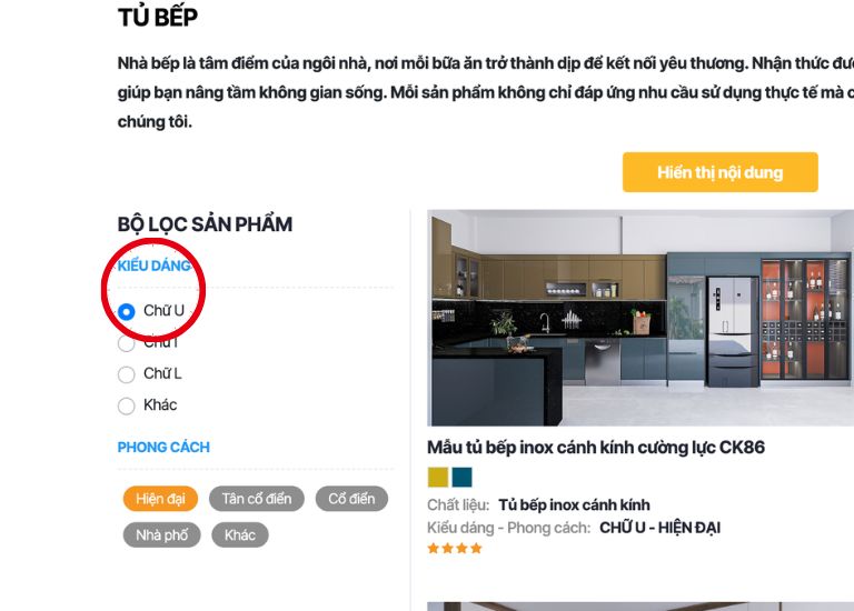 Xem các mẫu tủ bếp chữ U đẹp tại Vinakit
