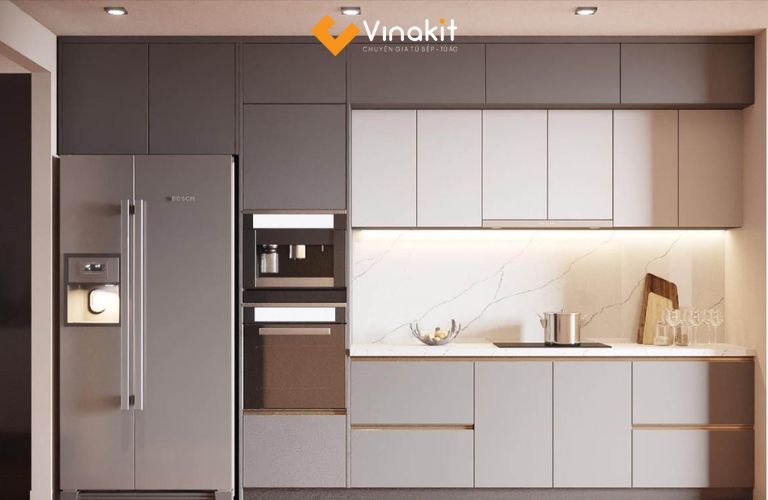 Tủ bếp nhôm cánh Melamine chữ I