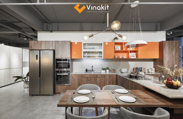 Tủ bếp nhôm cánh Laminate phong cách hiện đại