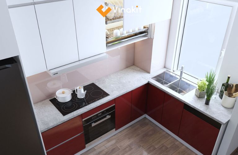 Tủ bếp nhôm cánh sơn Inchem cao cấp hiện đại