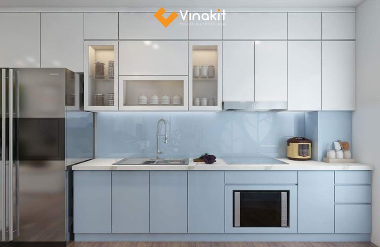 Tủ bếp nhôm cánh sơn Inchem cao cấp chữ I