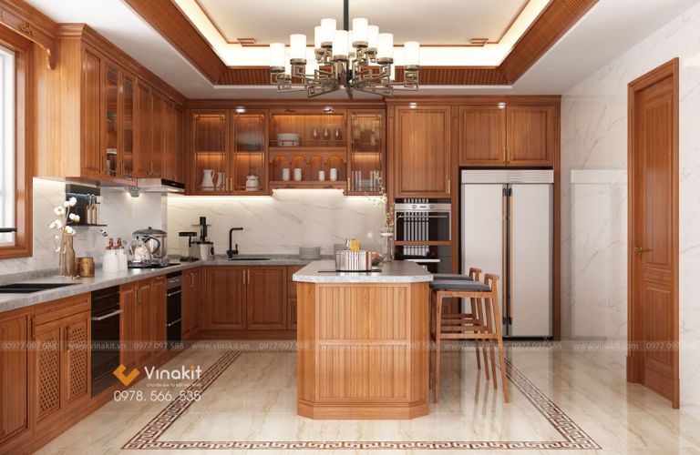 Tủ bếp gỗ tự nhiên Vinakit tại Hà Nội