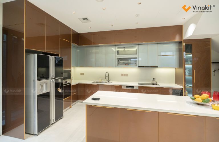 Mẫu tủ bếp nhựa Acrylic sang trọng và hiện đại tại Hà Nội