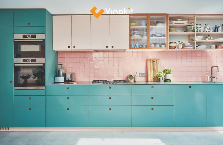Tủ bếp xanh ngọc đậm