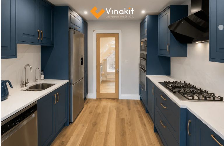 Bếp và chậu rửa đối diện nhau
