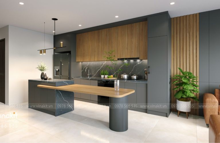 Mẫu tủ bếp Inox cánh Acrylic hệ modul rời CNC IN28