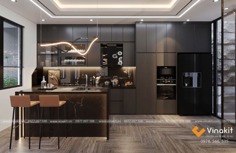 Tủ bếp nhôm cánh Acrylic AL01