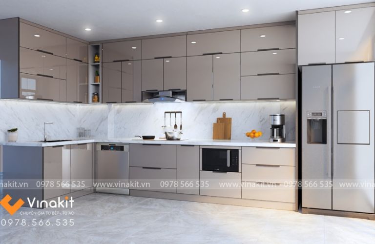 Tủ bếp nhôm kính