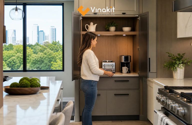 Mẫu tủ bếp đa năng cho căn hộ diện tích nhỏ
