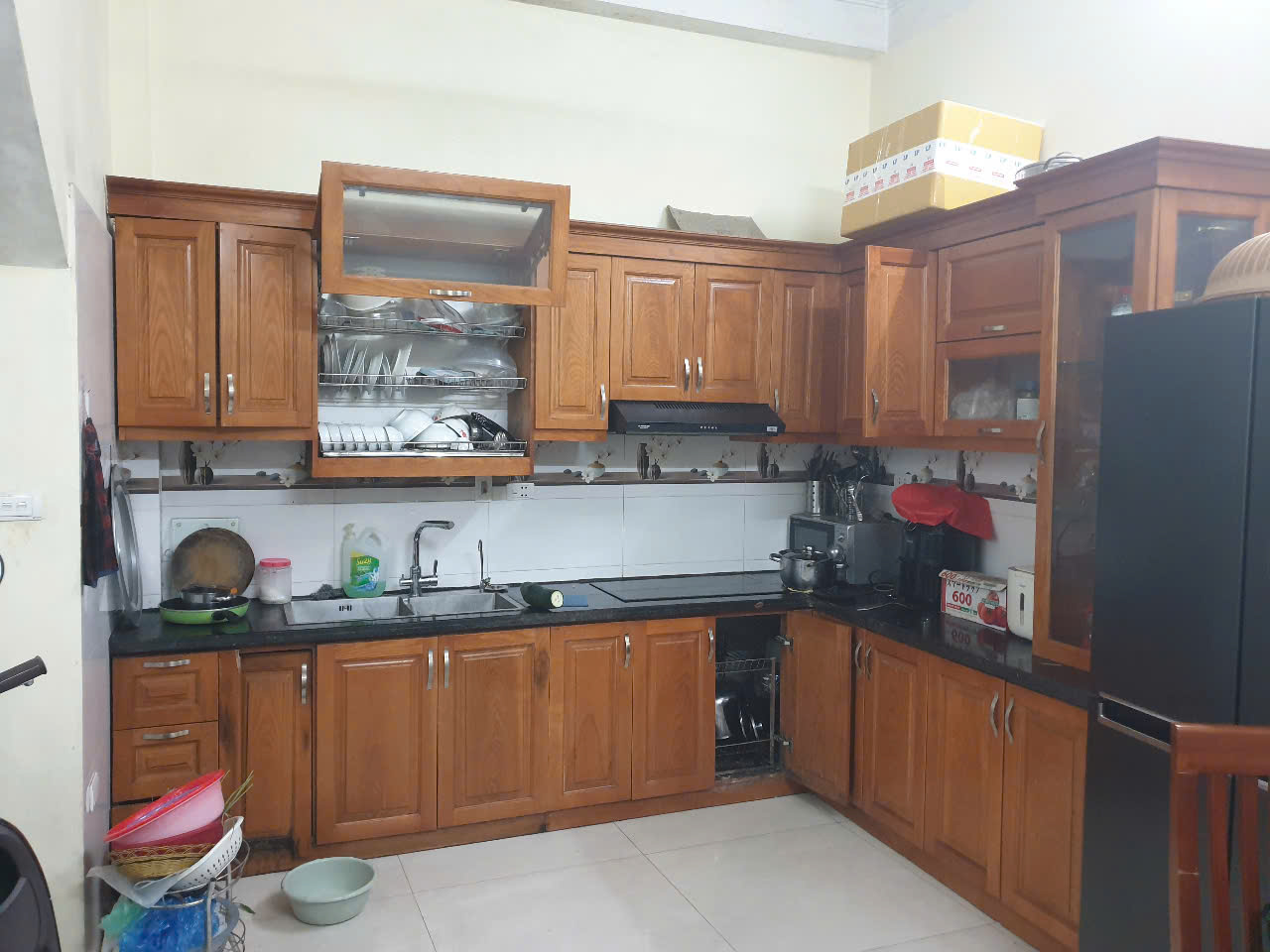 Tủ bếp inox cánh Acrylic nhà Cô Hương - Cầu Đất
