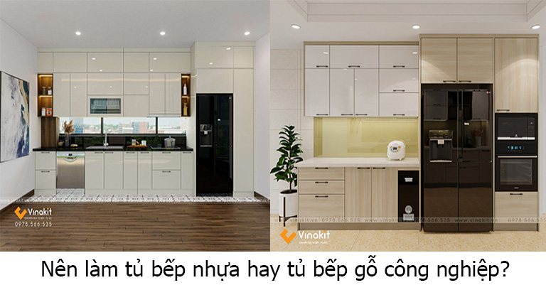 nên làm tủ bếp nhựa hay gỗ công công 