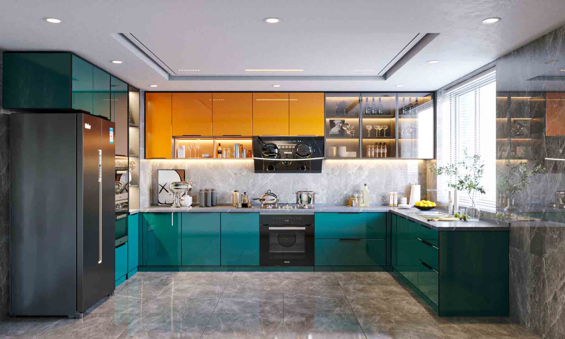 Có nên làm tủ bếp inox cánh kính không?