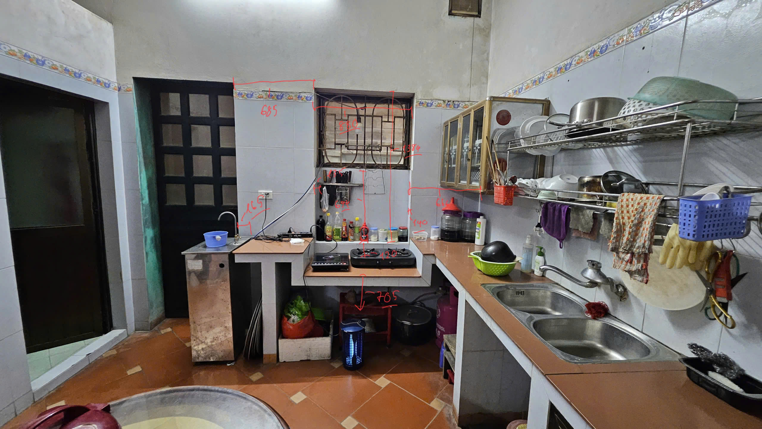 Tủ bếp inox cánh Melamine nhà Anh Minh - Tân Triều