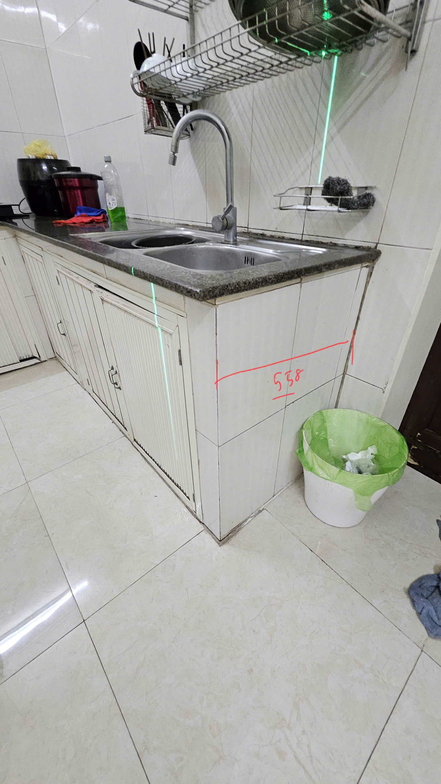 Tủ bếp inox cánh Acrylic nhà Chị Hải Linh - Hải Phòng