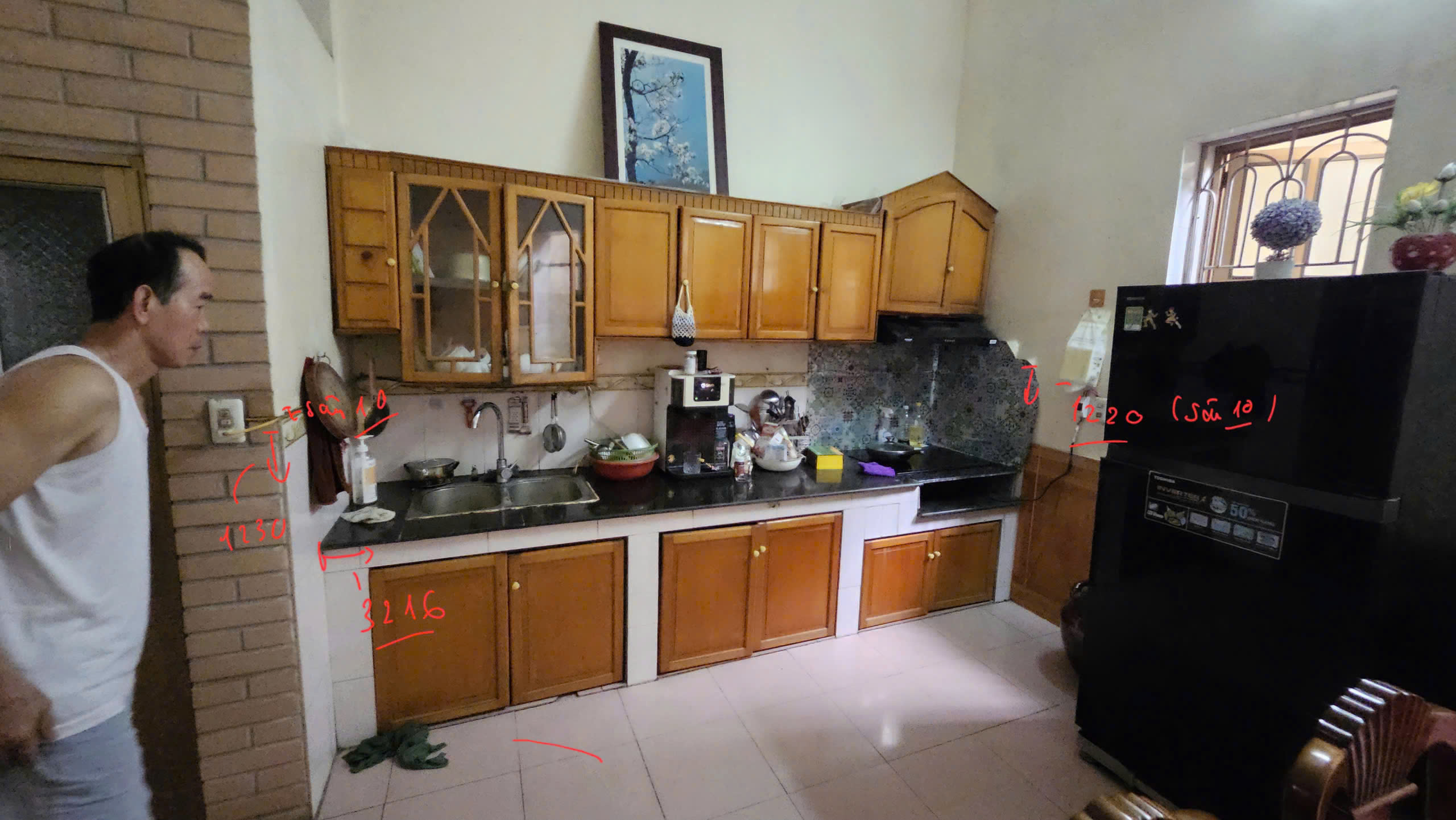 Dự án Tủ Bếp Khung Melamine MDF chống ẩm cánh kính cường lực nhà anh Lâm - Thanh Trì