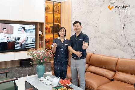 Phòng khách hiện đại dự án thi công nội thất Thanh Oai