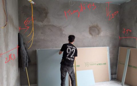 Hiện trạng thô dự án nội thất chung cư Lê Văn Lương - nhà anh Phương, trong giai đoạn đo đạc và khảo sát thực tế