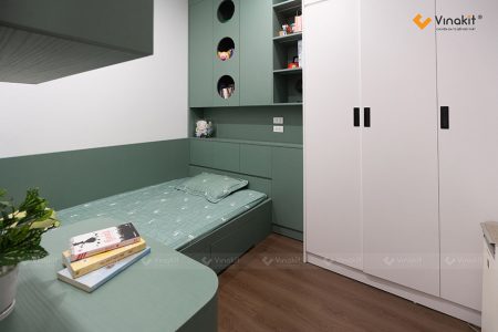 Gỗ MDF An Cường chống ẩm cho không gian phòng ngủ ấm cúng.