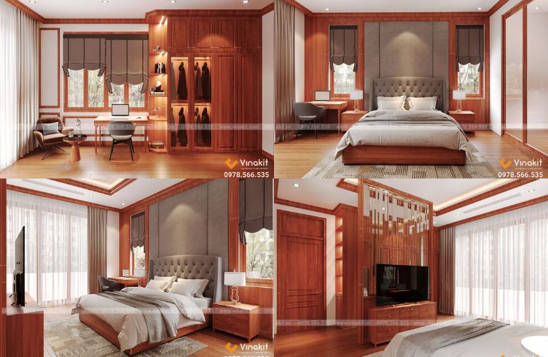 Bộ nội thất biệt thự NTBT08 là sự kết hợp nét đẹp truyền thống của họa tiết vân gỗ và sự tiện nghi