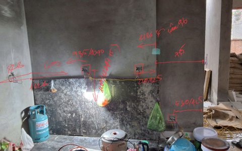 Hiện trạng đo đạc mặt bằng tủ bếp MDF chống ẩm An Cường tại nhà chị Thủy