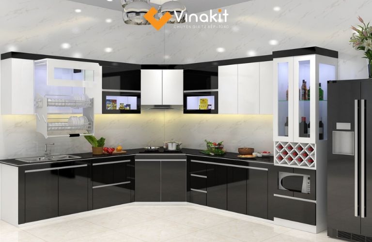 Tủ bếp MDF phủ Acrylic không chỉ có tính thẩm mỹ cao mà còn dễ dàng vệ sinh và bảo dưỡng, bền và chịu lực tốt