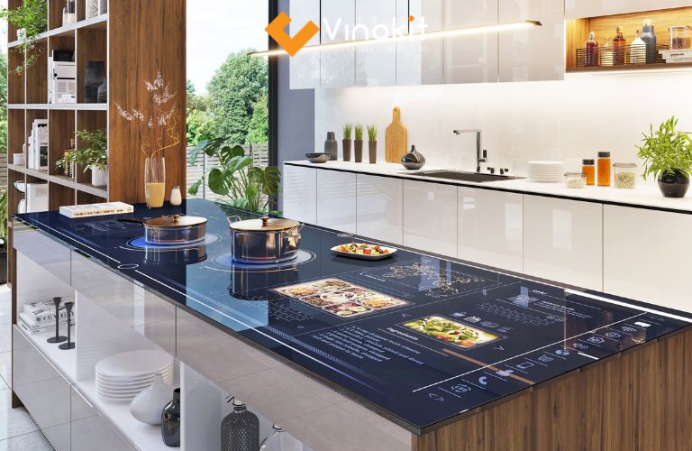 Tủ bếp thông minh tích hợp phụ kiện hiện đại