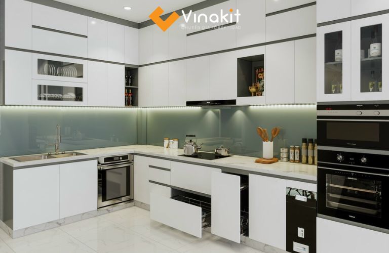 Tủ bếp chữ L tiện dụng