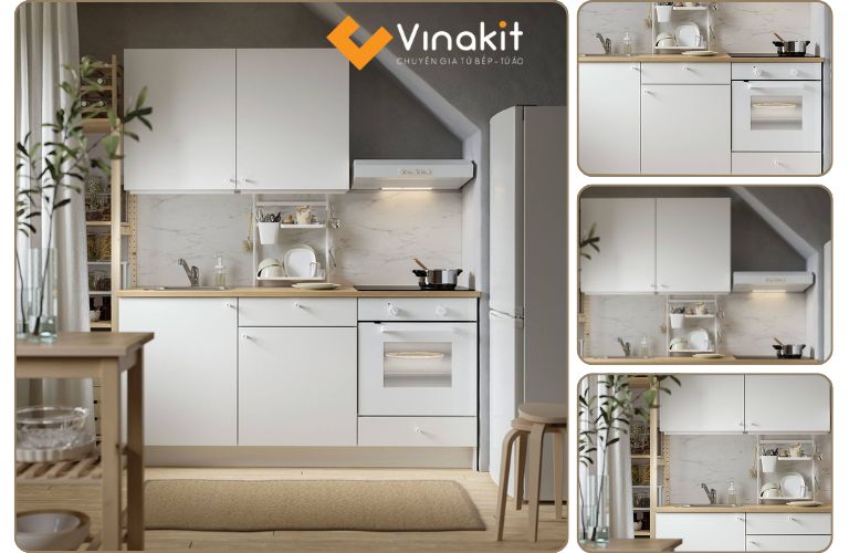 Mẫu tủ bếp mini kiểu dáng cổ điển, tinh tế