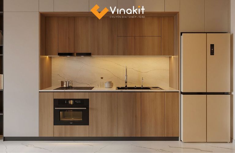 Tủ bếp mini gỗ công nghiệp phủ Melamine có bồn rửa