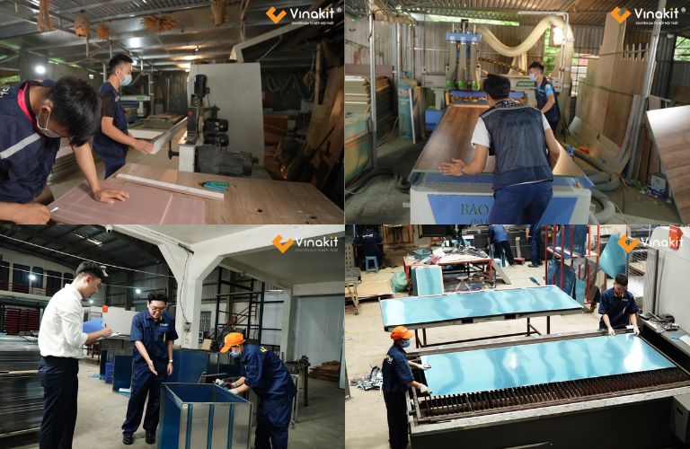 Vinakit sở hữu nhà máy sản xuất hiện đại, là đơn vị thiết kế, thi công tủ bếp uy tín hàng đầu