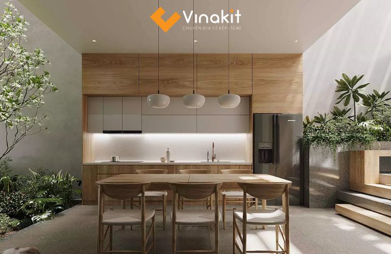 Mẫu nhà bếp nhỏ với không gian mở