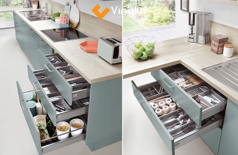 Mẫu nhà bếp nhỏ với tủ bếp thông minh