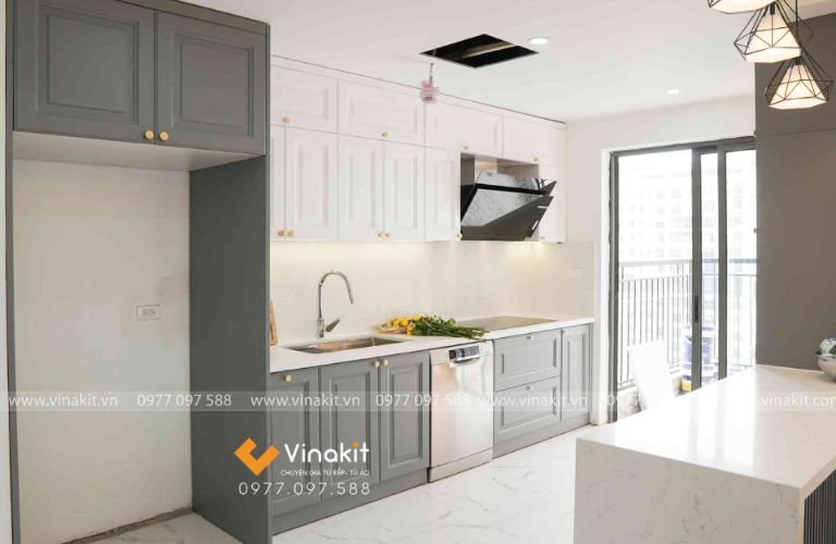 Tủ bếp gỗ công nghiệp