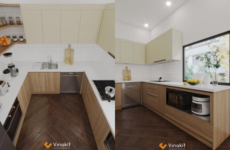 Mẫu tủ bếp gỗ công nghiệp cánh Laminate CLA12
