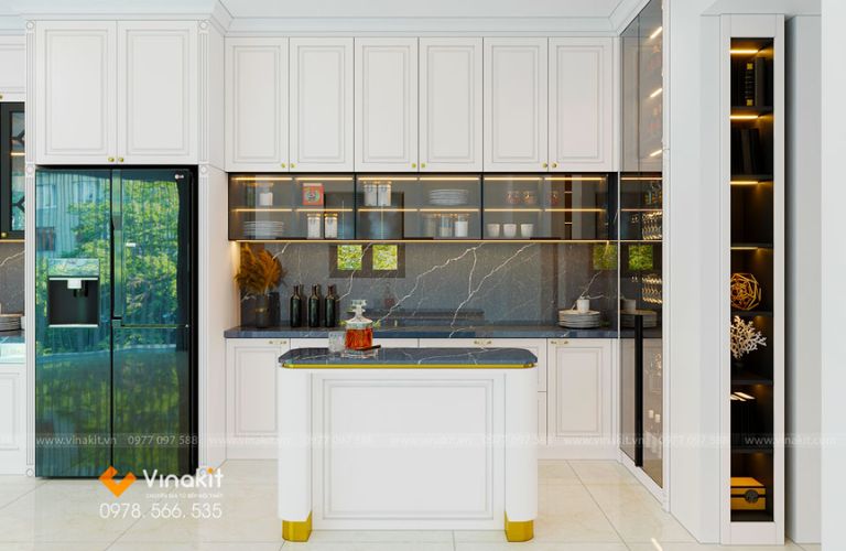 Mẫu tủ bếp gỗ công nghiệp cánh sơn Inchem INC08