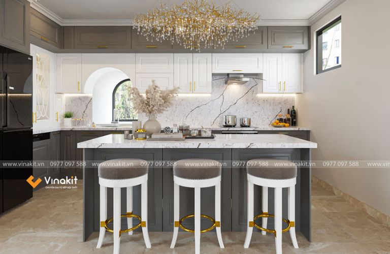 Mẫu tủ bếp gỗ công nghiệp cánh sơn Inchem INC11