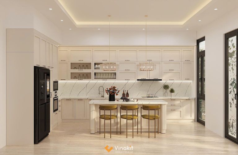 Mẫu tủ bếp gỗ công nghiệp cánh sơn Inchem INC15