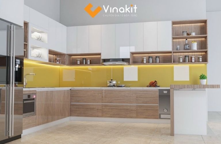 Tủ bếp gỗ công nghiệp cánh laminate