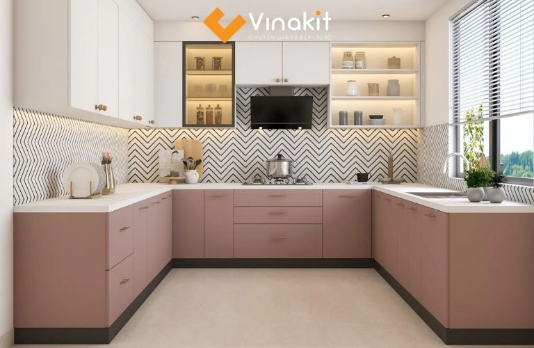 Tủ bếp Laminate chữ U