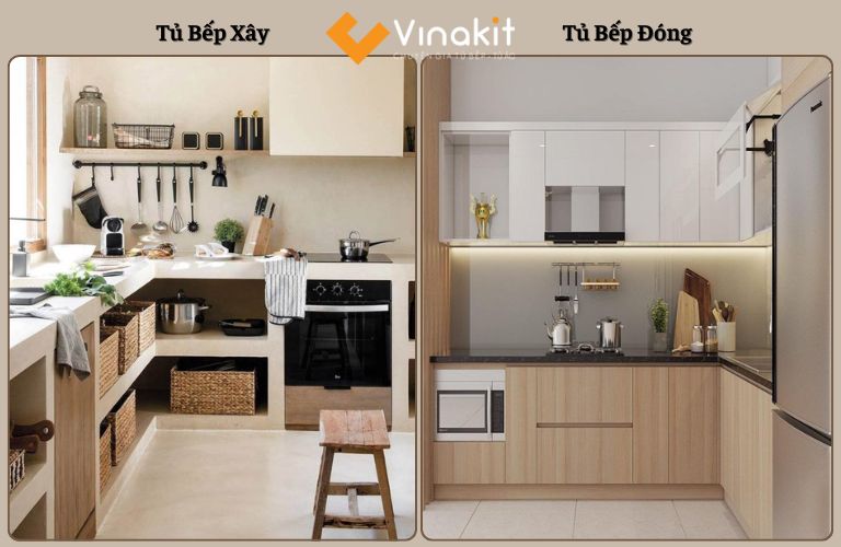 Tủ bếp nên xây hay đóng còn phụ thuộc vào nhiều yếu tố và nhu cầu của gia đình