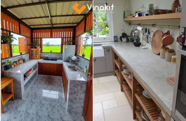 Tủ bếp xây gạch