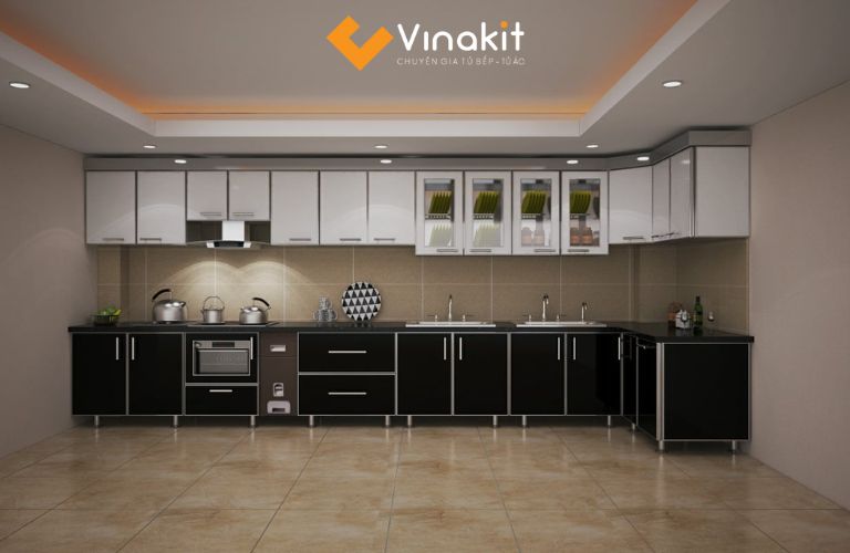 Tủ bếp Acrylic khung inox