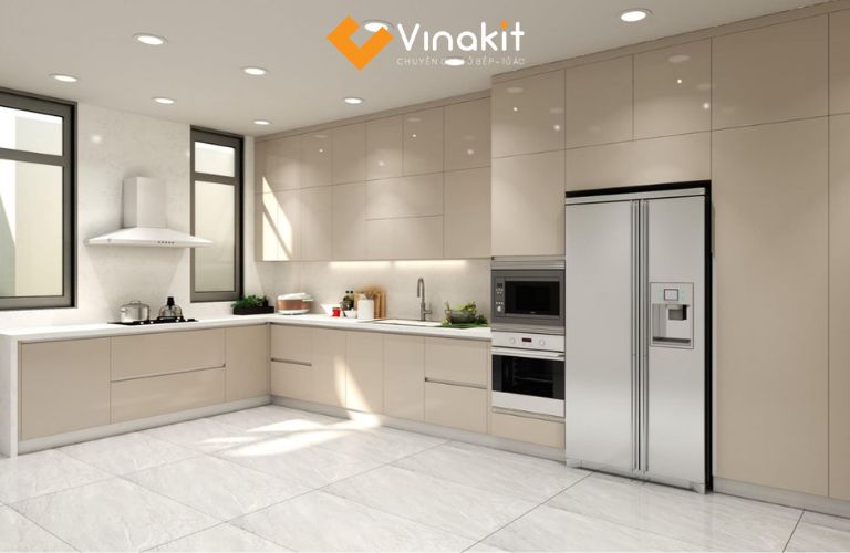 Bề mặt bóng gương sang trọng, nâng tầm không gian bếp