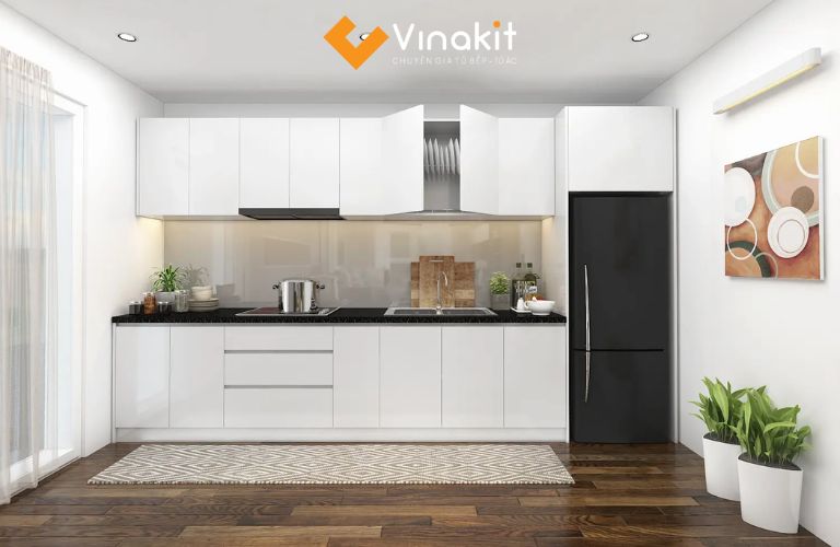 Mẫu tủ bếp dưới chữ I đơn giản