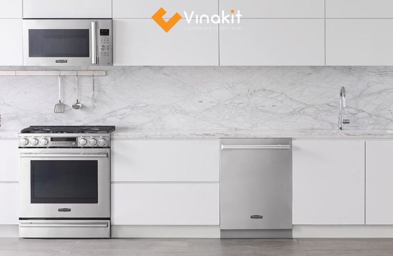 Mẫu tủ bếp dưới màu trắng – tối giản